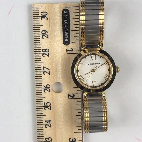 NEW - Liz Clairborne Two Tone Stretchy Flex Band Watch Minimalist Quiet Luxury - Picture 11 of 11